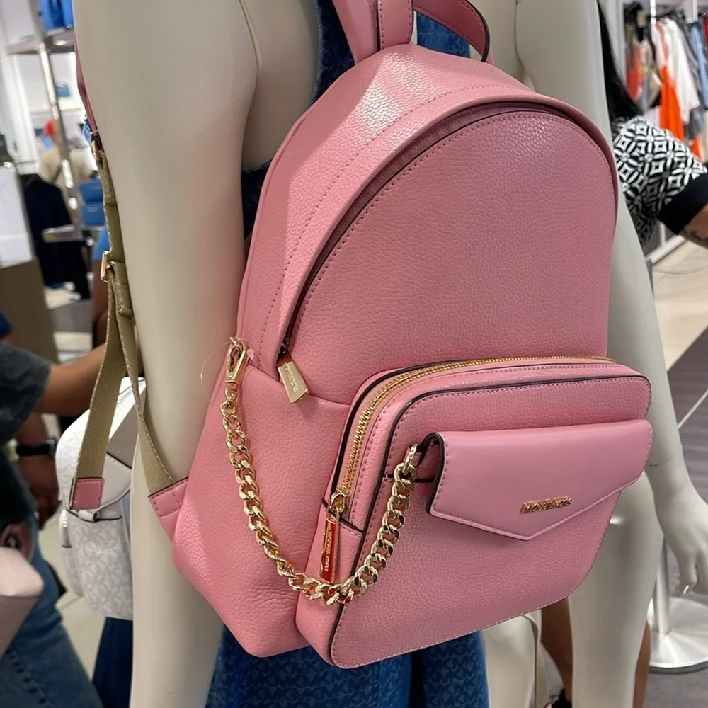 MICHAEL KORS Maisie Medium Pebbled Leather 2-in-1 Backpack Carnation NWT